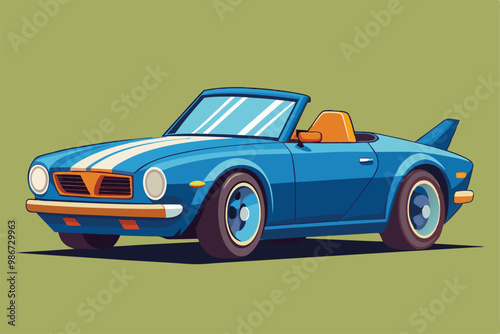 This illustration features a stylish customizable convertible car, perfect for auto enthusiasts, Customizable convertible car illustration