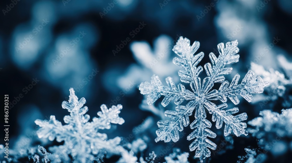Close-up of a delicate snowflake showcasing intricate patterns against a dark, blurred background, capturing winter's beauty. Close-up of a delicate snowflake showcasing intricate patterns against a dark, blurred background, capturing winter's beauty.