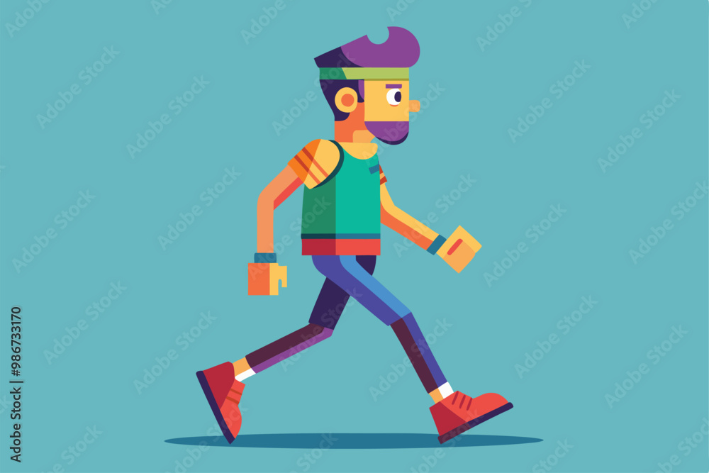 A vibrant character with a unique style is seen walking leisurely, showcasing a playful design, Customizable Disproportionate Illustration Walk A vibrant character with a unique style is seen walking leisurely, showcasing a playful design, Customizable Disproportionate Illustration Walk
