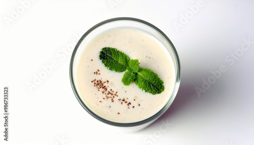 Creamy Smoothie with Mint Garnish