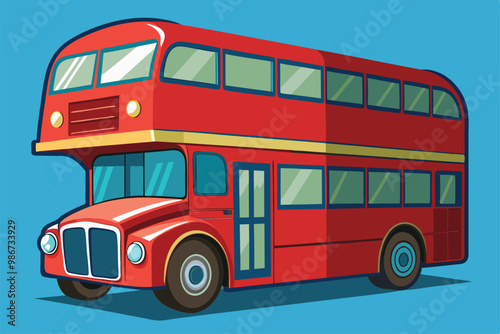 A vibrant double decker bus design perfect for customization in different artistic endeavors, Customizable double decker bus illustration.