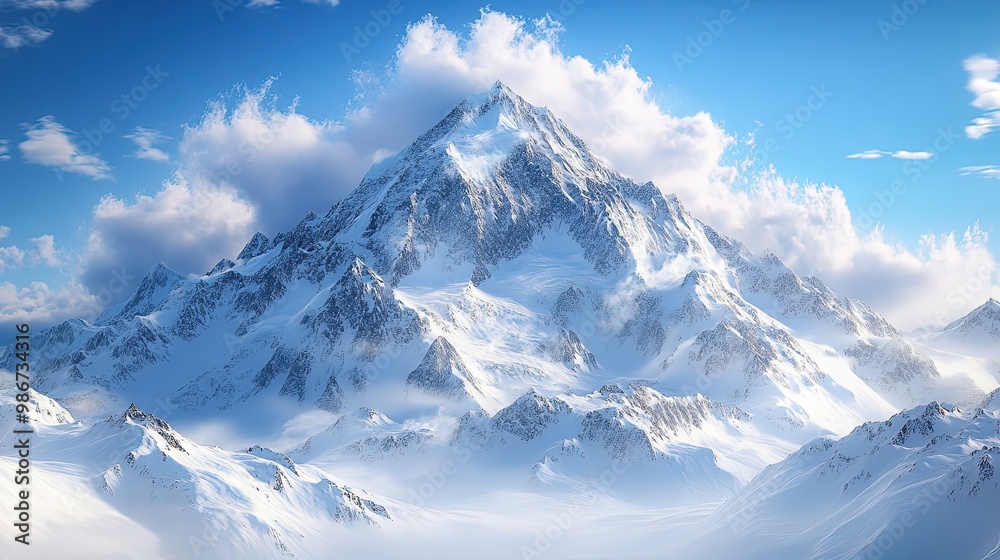 Majestic K2 mountain peak against a clear blue sky Majestic K2 mountain peak against a clear blue sky