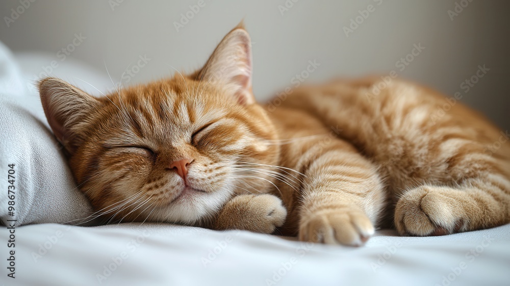 Exotic Shorthair Cat Taking a Nap on a Soft Surface Exotic Shorthair Cat Taking a Nap on a Soft Surface