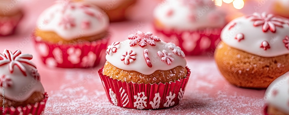 Delicious festive cupcakes decorated with icing and festive sprinkles, perfect for holiday celebrations and sweet treats. Delicious festive cupcakes decorated with icing and festive sprinkles, perfect for holiday celebrations and sweet treats.