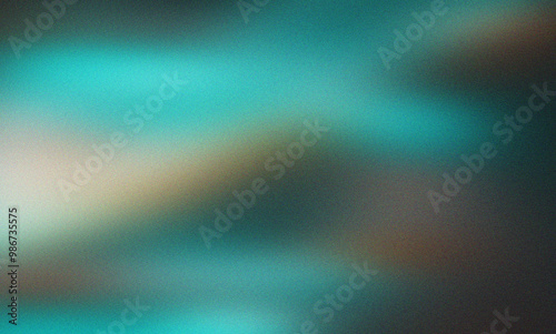 Grainy texture gradient wave green blue black color abstract background