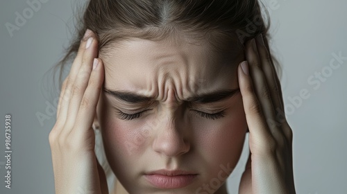 Wallpaper Mural Headache woman with closed eyes Torontodigital.ca