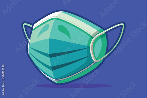 A colorful illustration of a customizable face mask, showcasing its design against a bright blue backdrop, Customizable Ffp2 face mask illustration