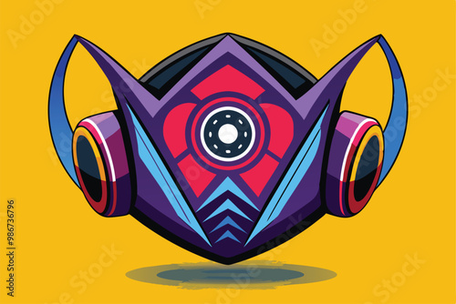 A unique, colorful mask designed for customization, perfect for festivals and artistic expressions, Customizable Ffp2 mask with unique design.