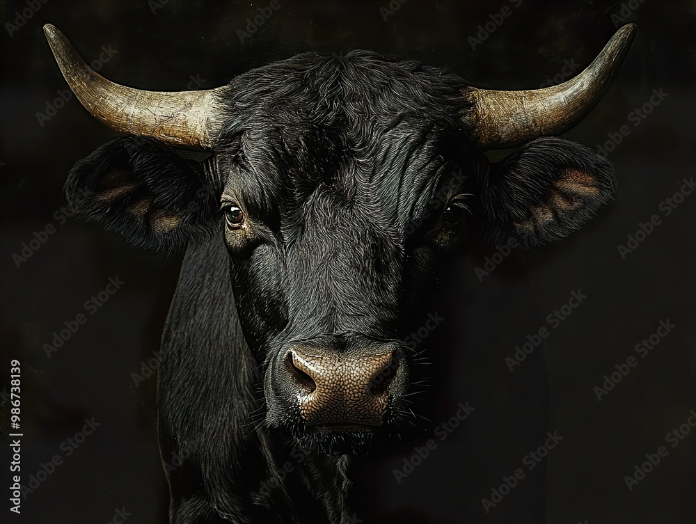Black Bull Portrait: Close Up Photography of a Majestic Animal Black Bull Portrait: Close Up Photography of a Majestic Animal
