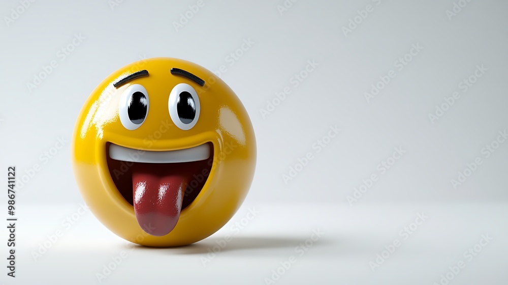 Fototapeta premium Silly Yellow Face Sticking Out Tongue