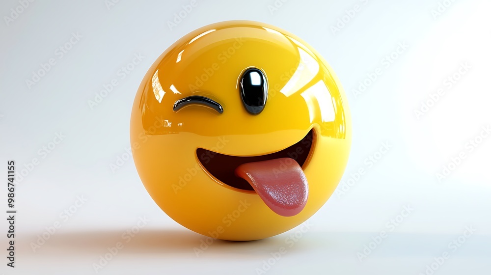 Fototapeta premium Silly Yellow Face Sticking Out Tongue