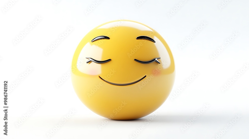 Fototapeta premium Shy Yellow Face with a Blushing Smile