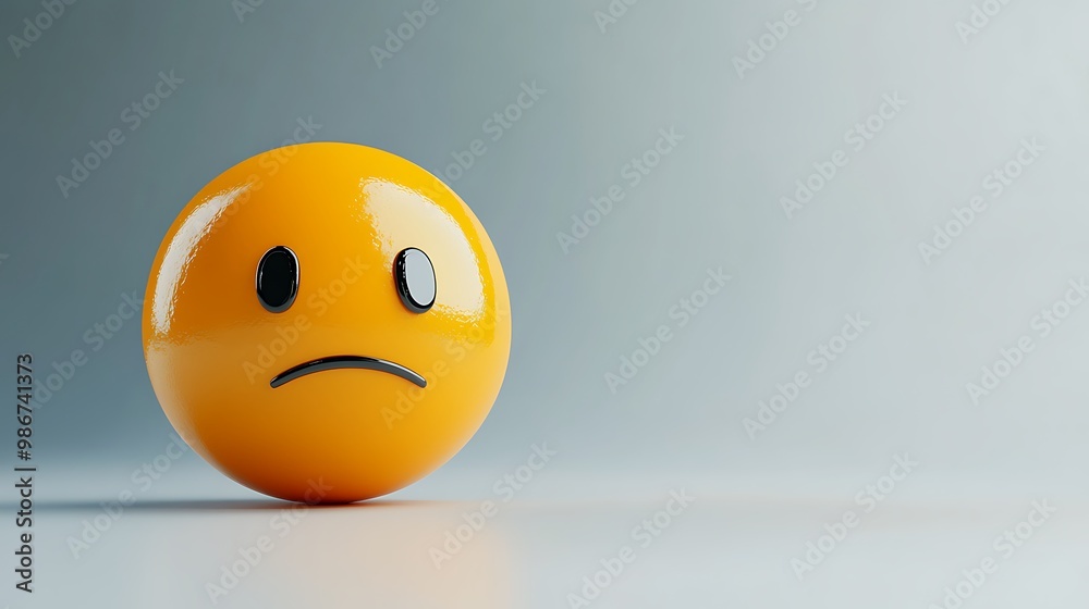 3D emoticon Yellow Face with Droopy Eyes and a Sad Expression Isolated on white background 3D emoticon Yellow Face with Droopy Eyes and a Sad Expression Isolated on white background