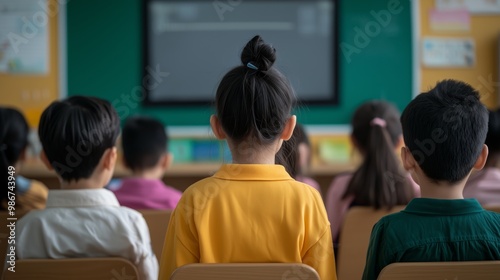 Students in Classroom Watching Presentation on Screen