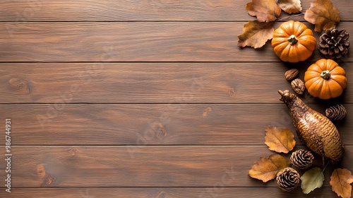 Autumn Decorations with Pumpkins and Leaves