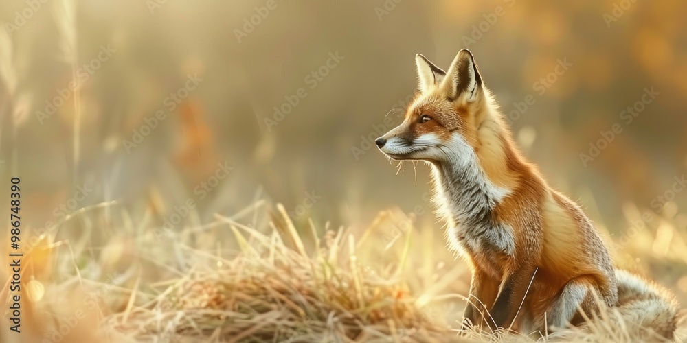 Obraz premium Vulpes vulpes Relaxing in a Field