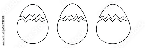 Happy Easter broken egg set. Broken eggs icon set. Cracked egg. Vector illustration. 