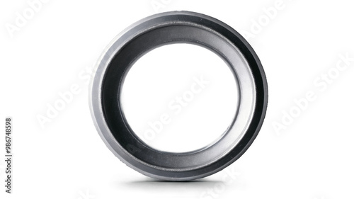 a sleek silver metal circle isolated on transparent background 