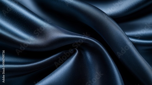 Blue Satin Fabric Draped Background Texture