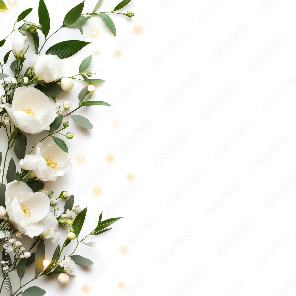 Fototapeta premium Elegant White Floral Arrangement on White Background
