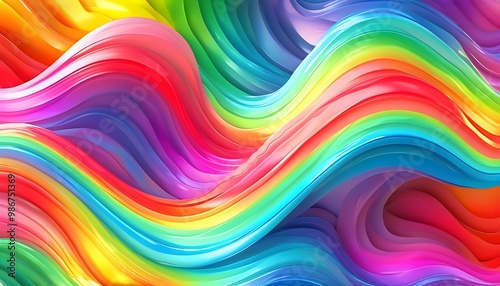 Vibrant Rainbow Hues in Abstract Colorful Wavy Pattern for Backgrounds and Digital Art