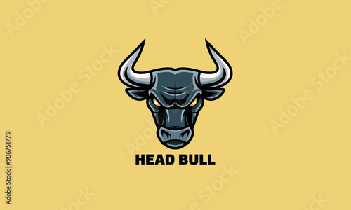 Fierce bull head logo with sharp horns.