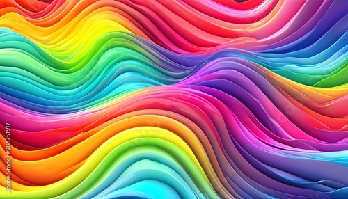 Vibrant Rainbow Hues in Abstract Colorful Wavy Pattern for Backgrounds and Digital Art