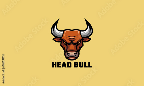 Fierce bull head logo with sharp horns.