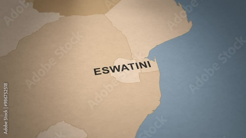 Old Paper Map of Eswatini photo