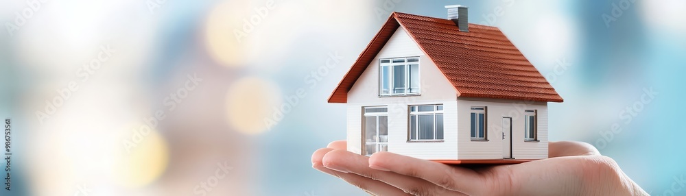 Hand Holding a Small Model House Hand Holding a Small Model House