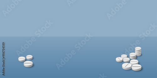 aspirin copy-space. Medicine pill 3D isometric pattern, Danger expired concept poster and banner square design illustration isolated on yellow background with copy space, vector.