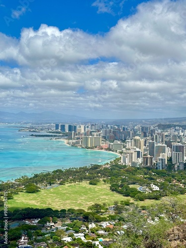 View of Waikiki from Diamond Head, Honolulu, Hawaii