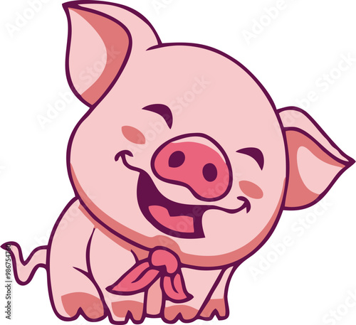 pink pig cartoon illustration