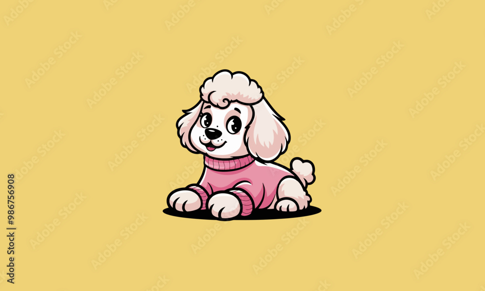 Cute poodle in a pink sweater vector illustration. Cute poodle in a pink sweater vector illustration.