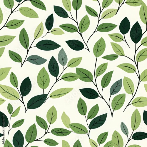 Wallpaper Mural A vibrant Seamless, pattern of green leaves showcasing nature's beauty and simplicity, perfect for backgrounds and eco-friendly designs. Torontodigital.ca