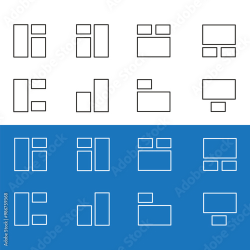 Web Layout Icon.Material Outline Icons set for website and mobile app ,Pixel perfect icon, Editable Stroke. 