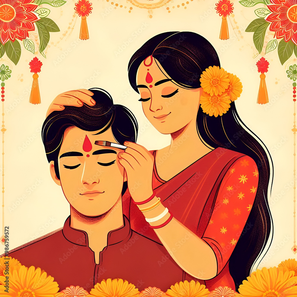 Happy Bhai Dooj Indian Festival of Brother Sister Bonding Ai Generative Happy Bhai Dooj Indian Festival of Brother Sister Bonding Ai Generative