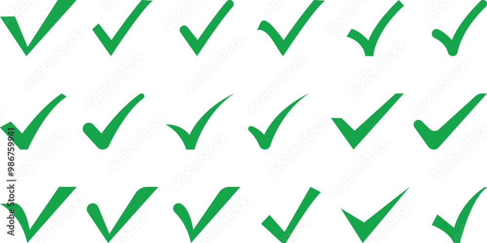 Set of Green check mark icon. Hand-drawn checkmark illustration. Green check mark, mark symbol, tick OK sign, right icon, solve sign, success vector icon. Green check mark Set of Green check mark icon. Hand-drawn checkmark illustration. Green check mark, mark symbol, tick OK sign, right icon, solve sign, success vector icon. Green check mark