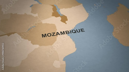 Old Paper Map of Mozambique photo