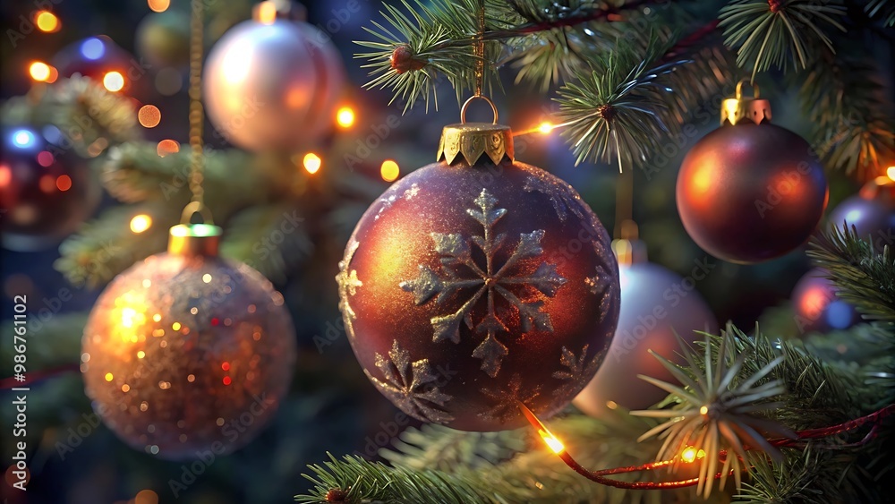 Christmas Ornament on a Decorated Tree. Christmas Ornament on a Decorated Tree.