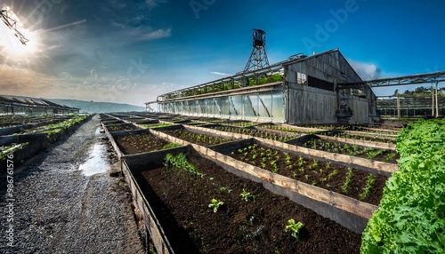 An abandoned coal mine transformed into a thriving hydroponic farm, showcasing how industries can be repurposed for environmental sustainability and innovation.