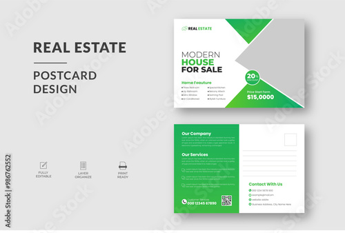 Real estate home sale postcard design, modern EDDM postcard template