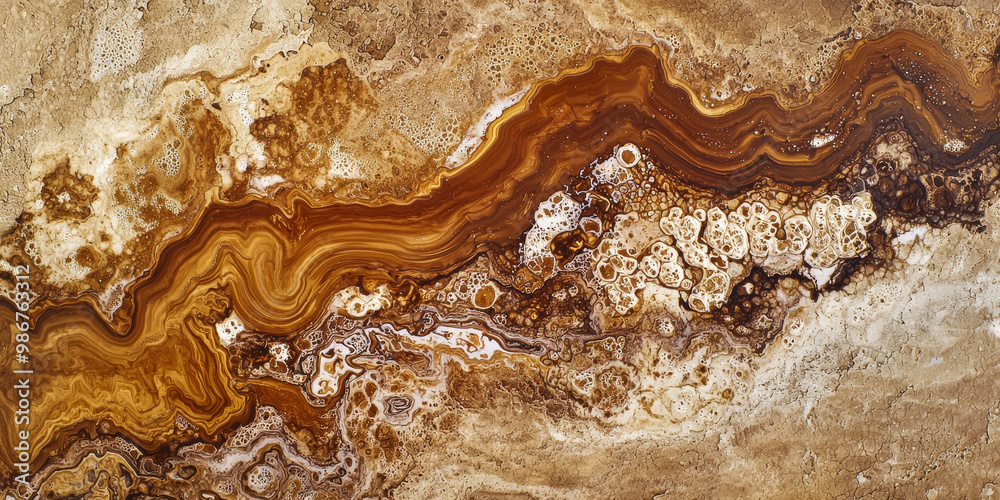 Obraz premium Abstract background, top view of a brown resin surface, generative AI