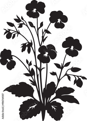 Diascia flower silhouette vector illustration