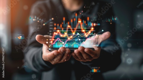 Profit graph of stock market indicator. Abstract stock data concept. Stock financial statistic graph analysis. Financial fund trade overview in profit graph. Concept Finance