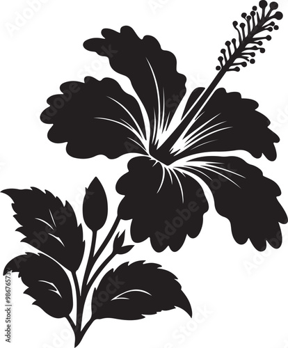 Hibiscus flower silhouette vector illustration