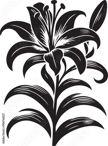 Lily flower silhouette vector illustration