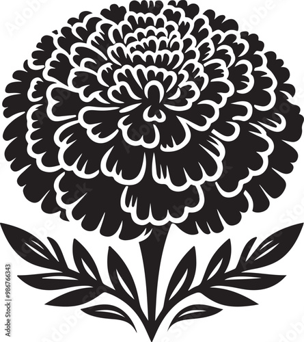 Marigold flower silhouette vector illustration