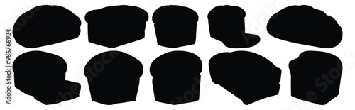 Bread silhouettes set, bakery pack of vector silhouette design, isolated background