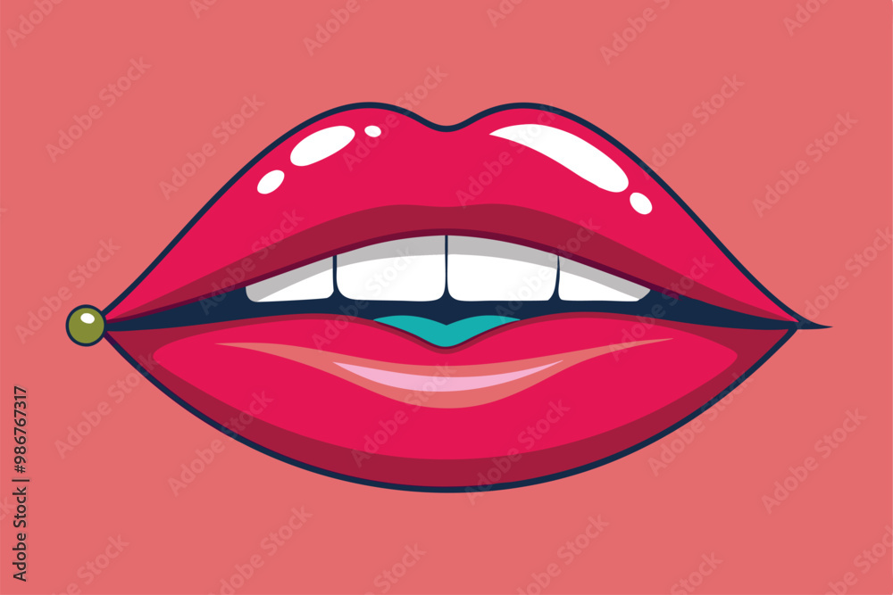 This illustration features a stylish depiction of filled lips with a glossy finish and vibrant colors, Customizable flat illustration of lip filler This illustration features a stylish depiction of filled lips with a glossy finish and vibrant colors, Customizable flat illustration of lip filler